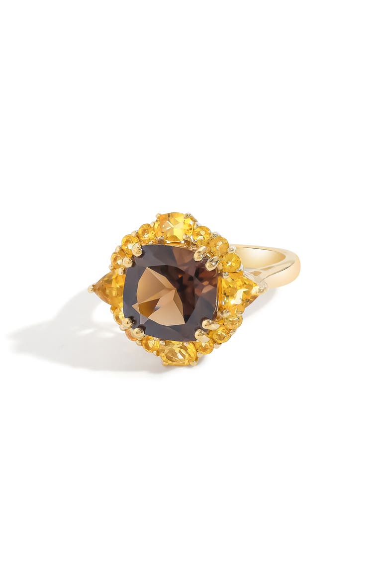 Smoky Quartz & Citrine Ring, Alternate, color, BROWN