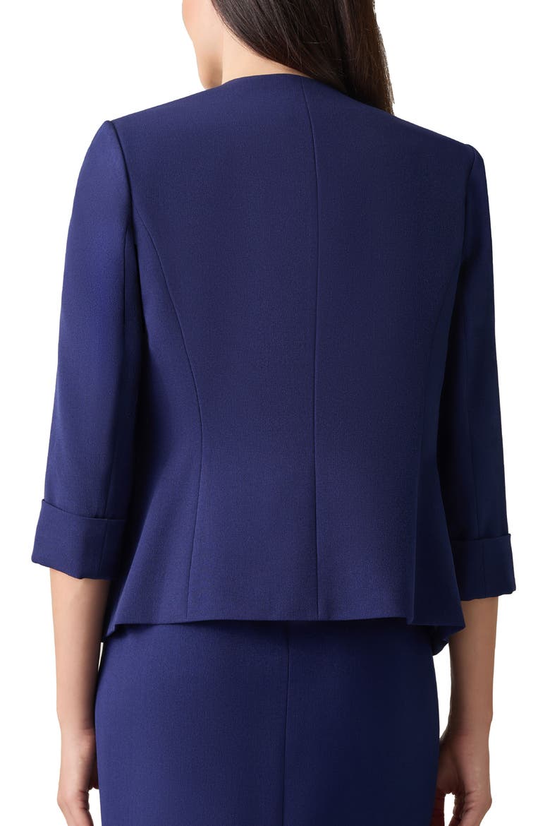 Cardigan-Style Stretch Crepe Blazer, Alternate, color, KASPER NAVY