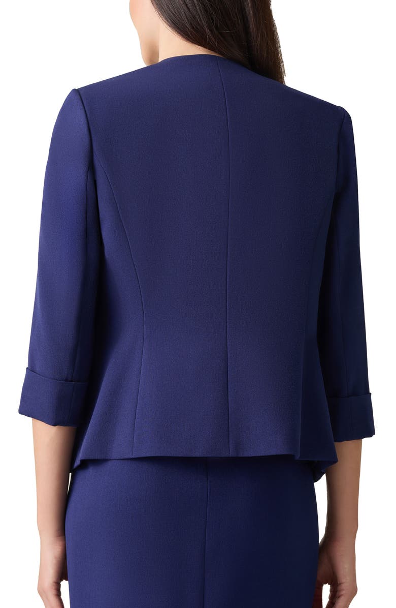 KASPER Cardigan-Style Stretch Crepe Blazer, Alternate, color, Kasper Navy