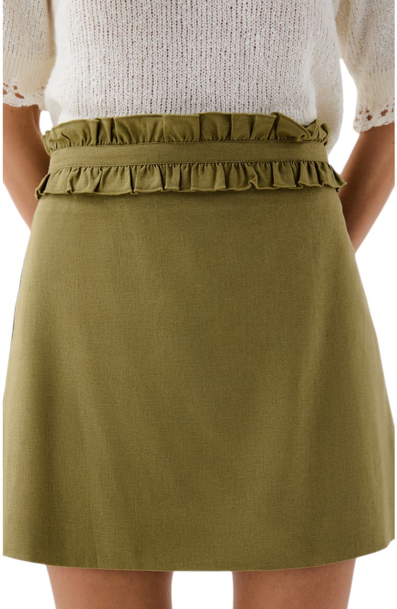 Scalpers Ruffle Prep Mini Skirt, Main, color, Khaki