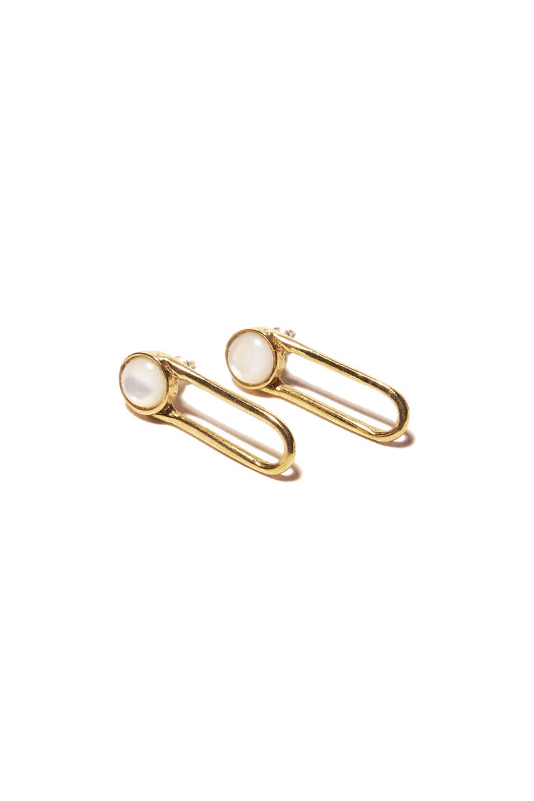 Aura Earrings, Main, color, Mother of Pearl- Brass
