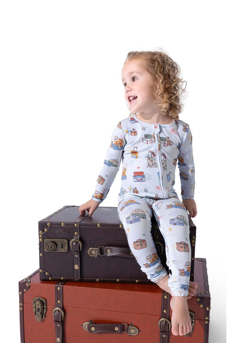 Baby Vintage Suitcases Convertible Footie, Alternate, color, Vintage Suitcases