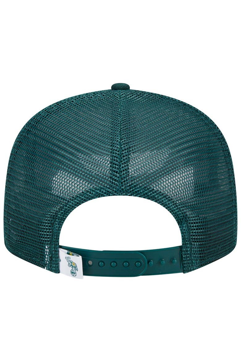 Men's New Era Green Oakland Athletics Cooperstown Collection Team Color Trucker 9FIFTY Snapback Hat, Alternate, color, Green