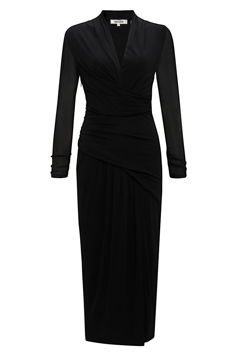 Serina Mixed Media Long Sleeve Dress, Alternate, color, BLACK