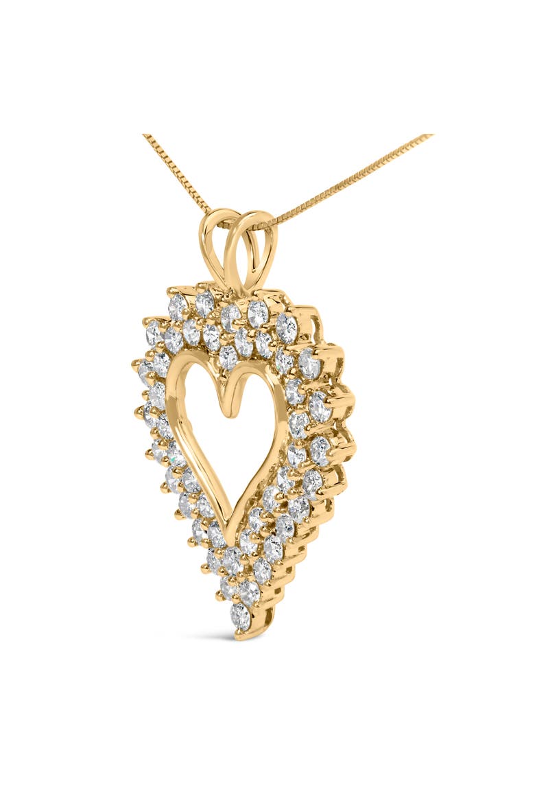 14K Yellow Gold Plated Silver Diamond Open Heart Pendant Necklace, Alternate, color, Yellow
