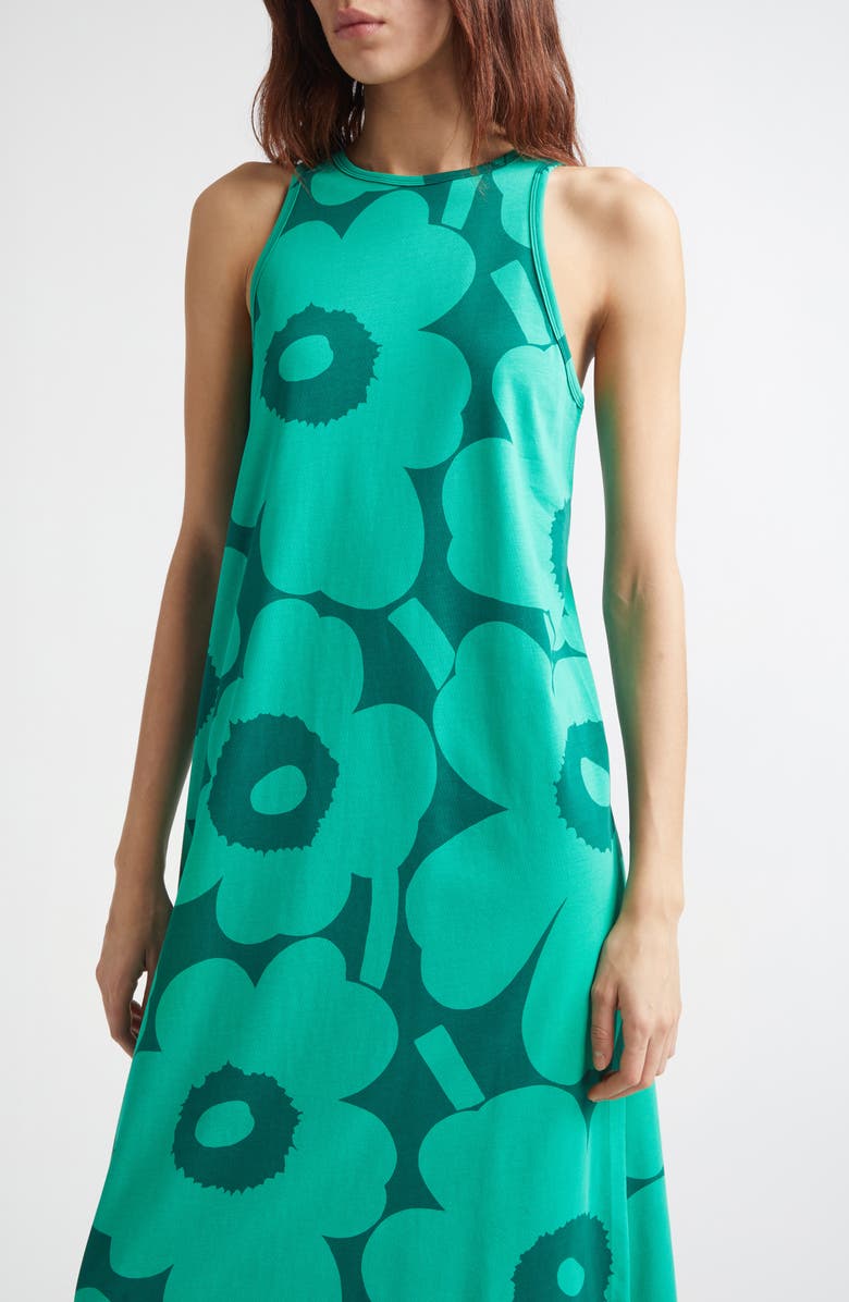 Marimekko Erilainen Unikko Cotton Jersey Tank Dress, Alternate, color, Green Dark Green