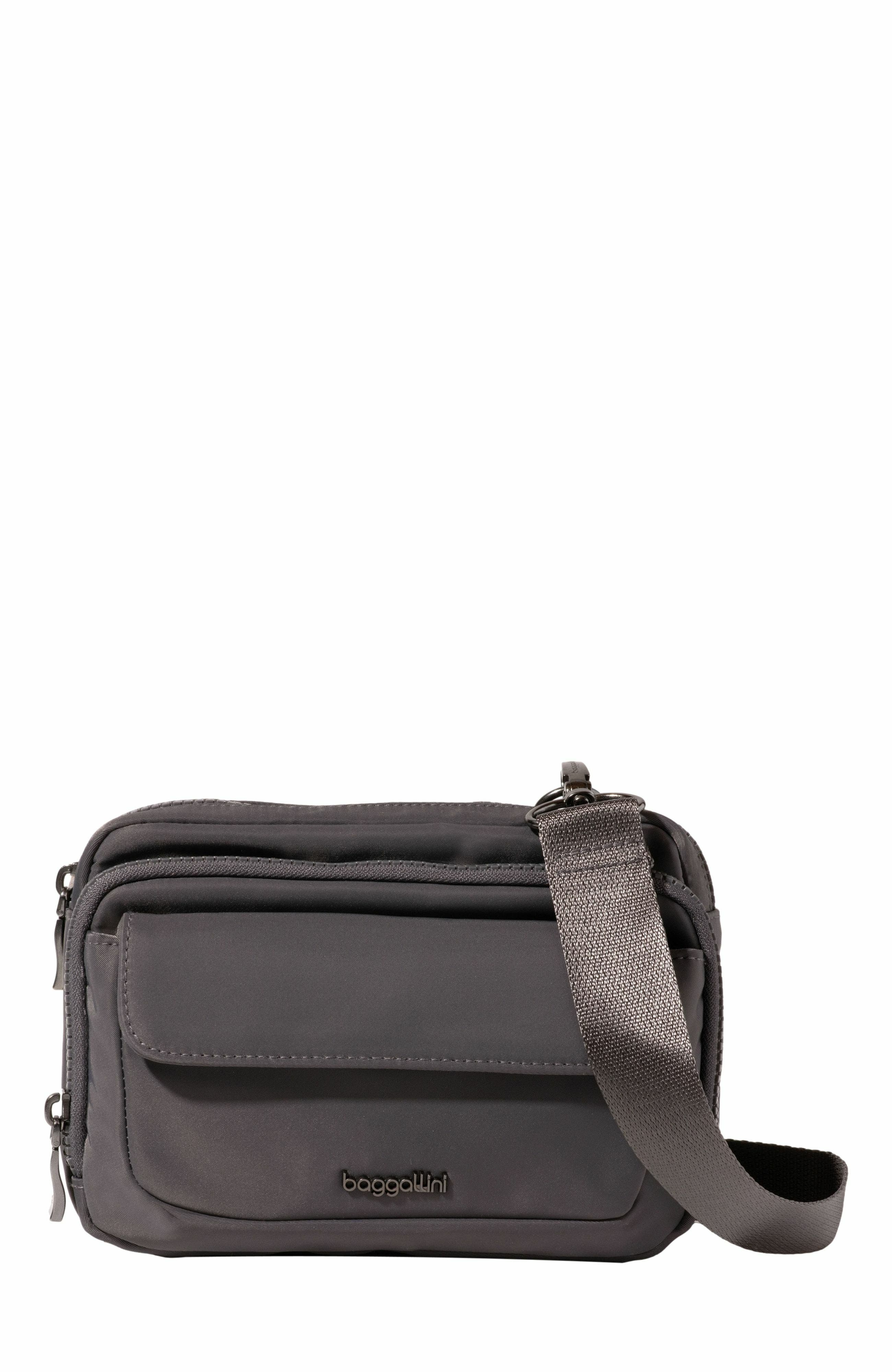 BAGGALLINI Modern Double Zip Crossbody Bag in Smoke Twill 