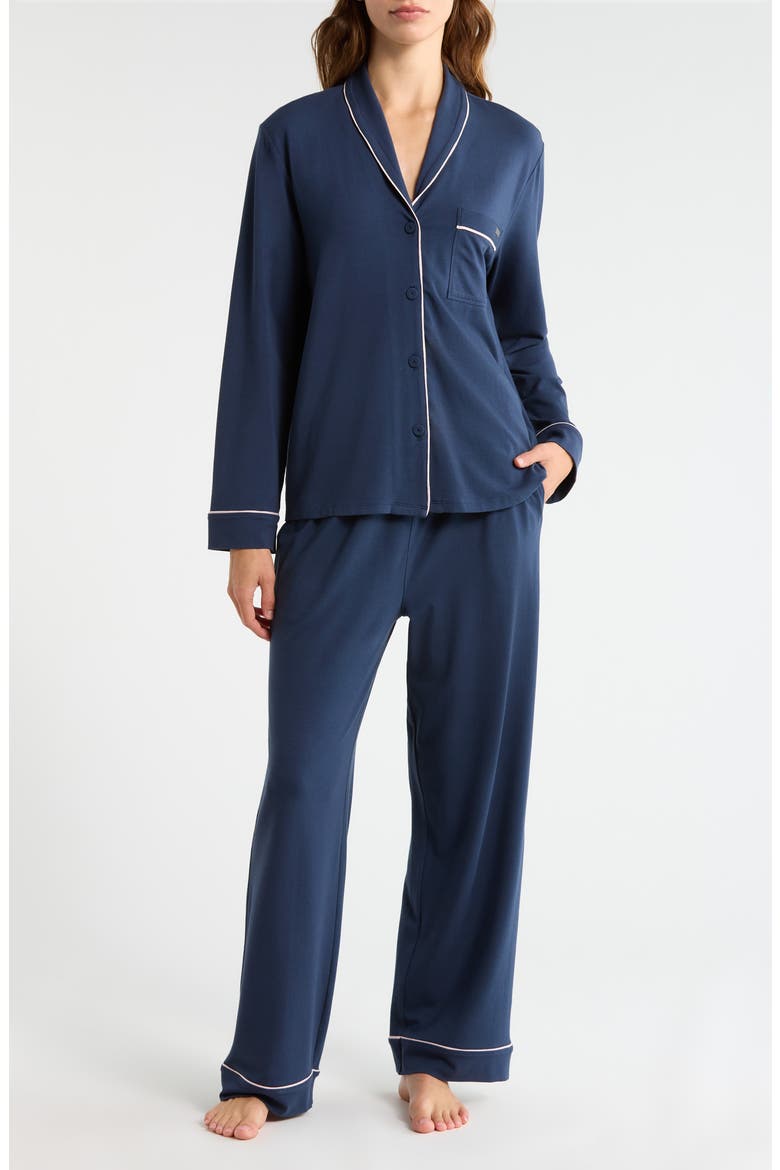 Slumberknit™ Pajamas, Main, color, DEEP BLUE/ DELICATE PINK