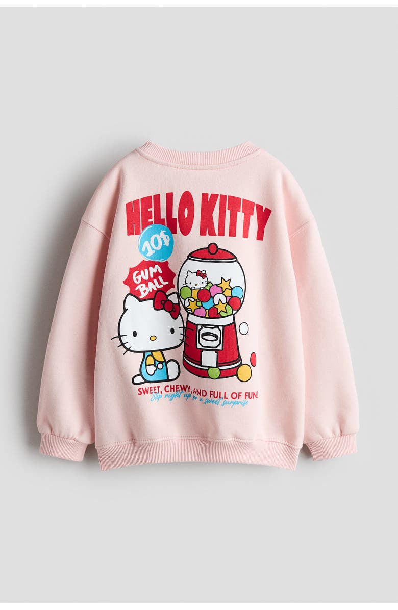 H&M Print-motif Sweatshirt, Alternate, color, Light Pink/Hello Kitty