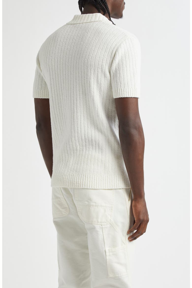 Bouclé Rib Polo, Alternate, color, WHITE