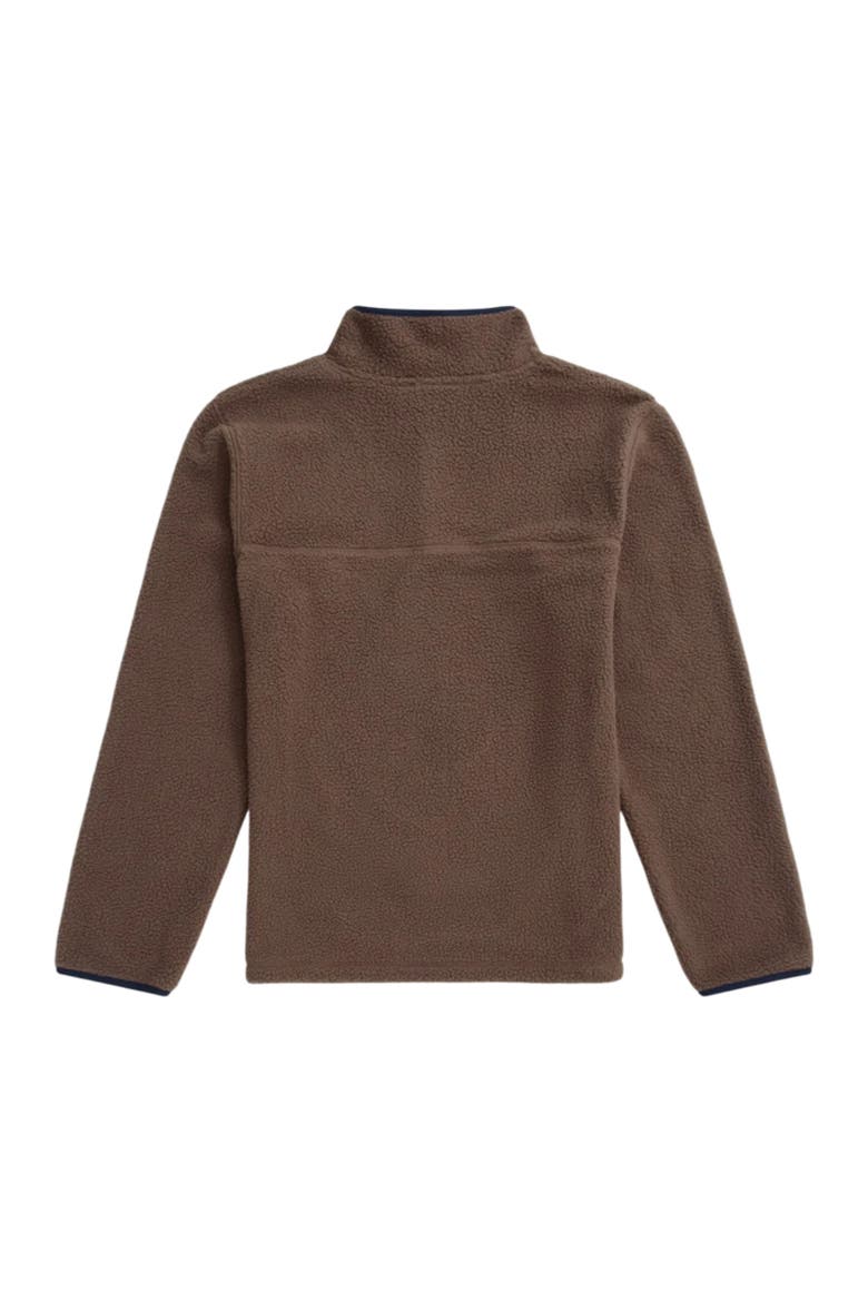 Alfie Contrast Detail Borg Half Zip Fleece Top, Alternate, color, Brown