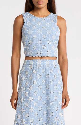 Embroidered Cotton Voile Crop Tank