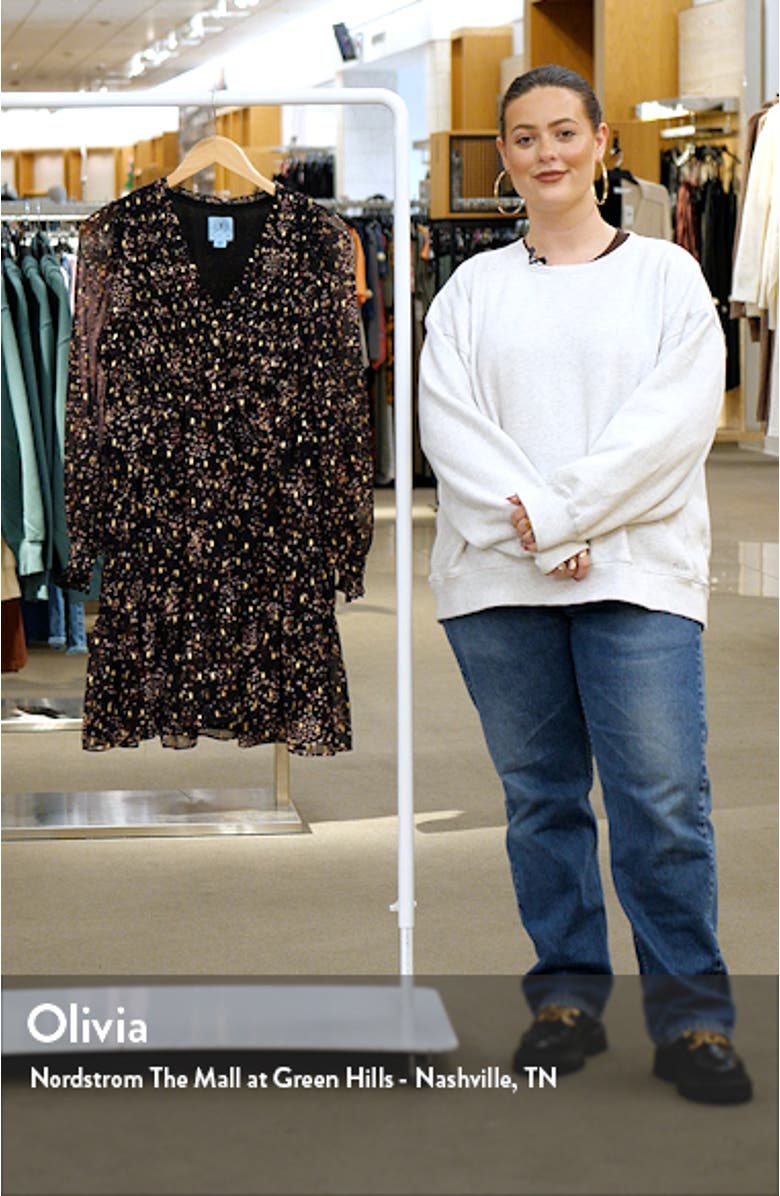 Print Smocked Long Sleeve Dress, sales video thumbnail