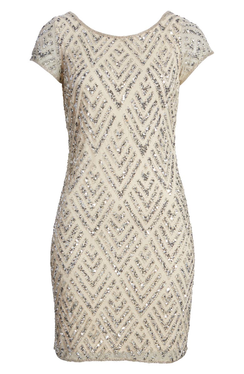 Pisarro Nights Chevron Sequin Sheath Dress, Alternate, color, 