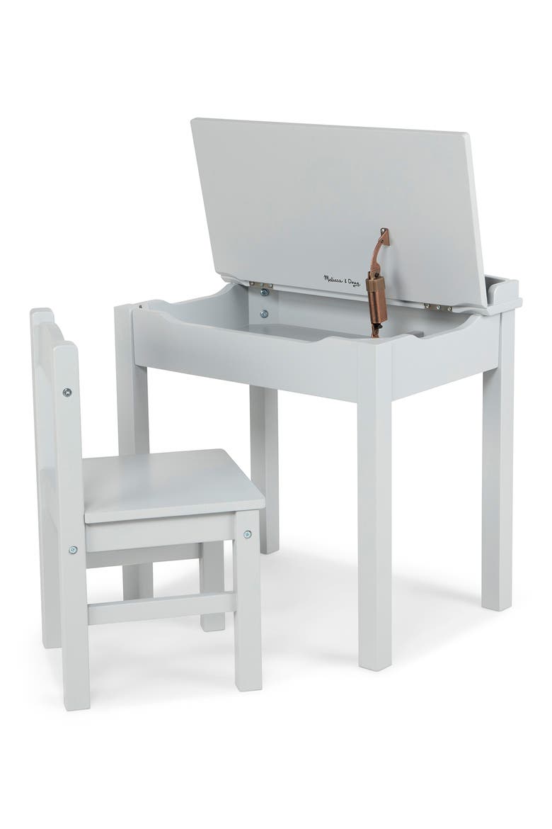 Wooden Lift-Top Desk & Chair Set, Alternate, color, GREY