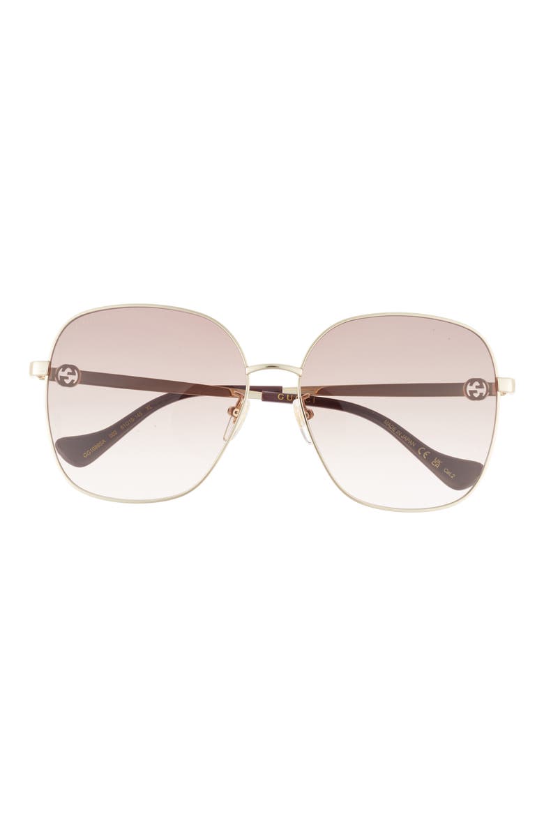 61mm Butterfly Sunglasses, Main, color, GOLD GOLD BROWN