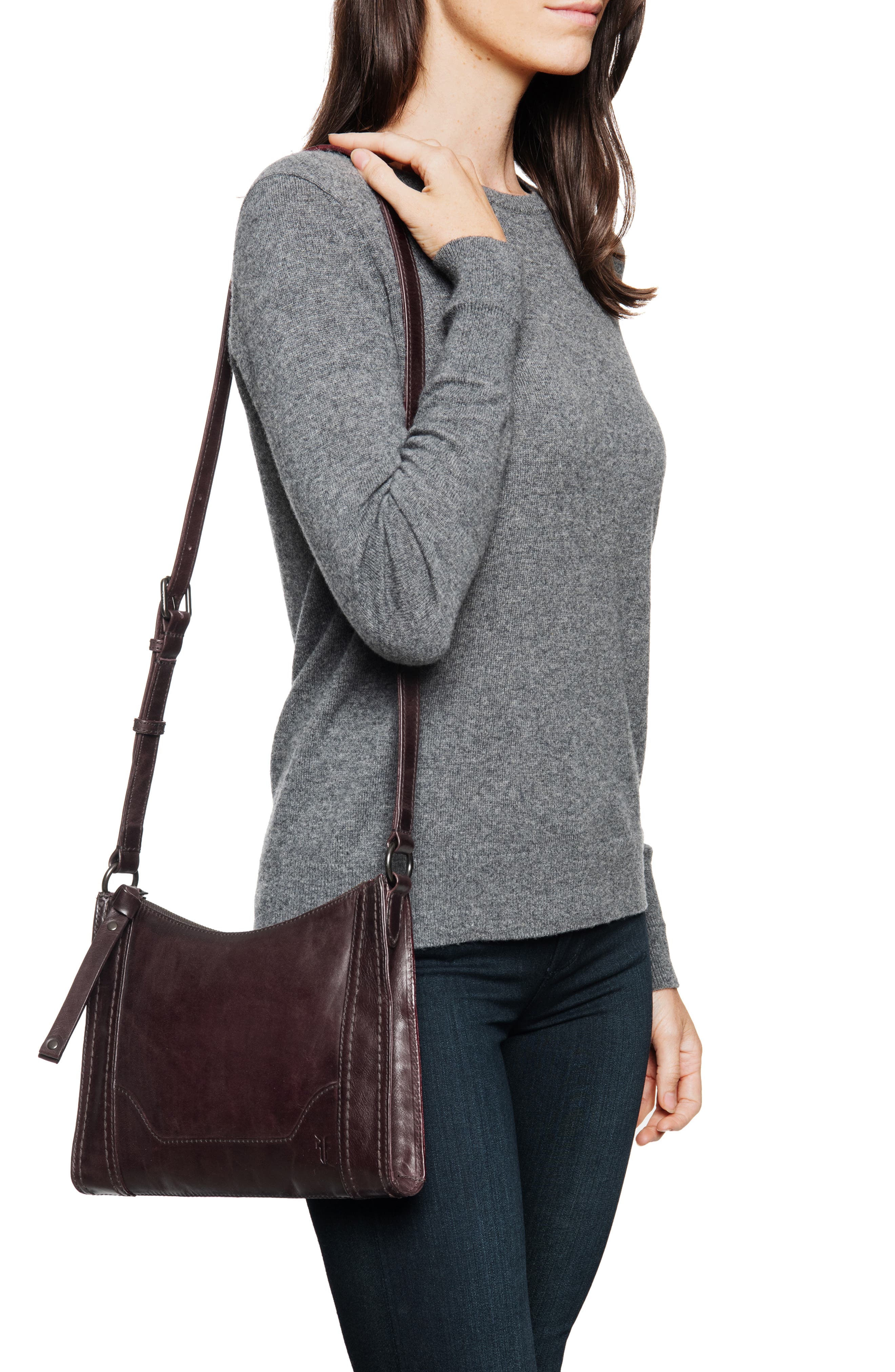 Melissa Leather Crossbody Bag, Alternate, color, MERLOT