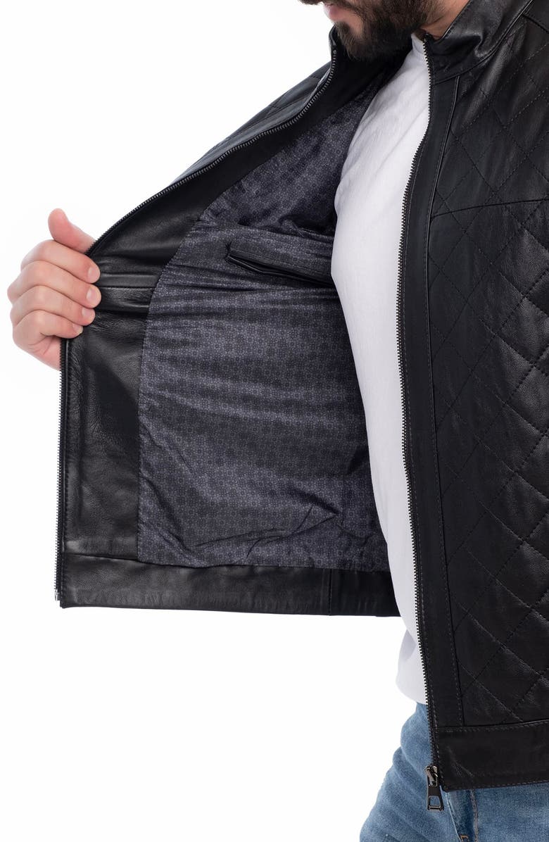 VELLAPAIS Leola Diamond Quilted Leather Jacket, Alternate, color, Black