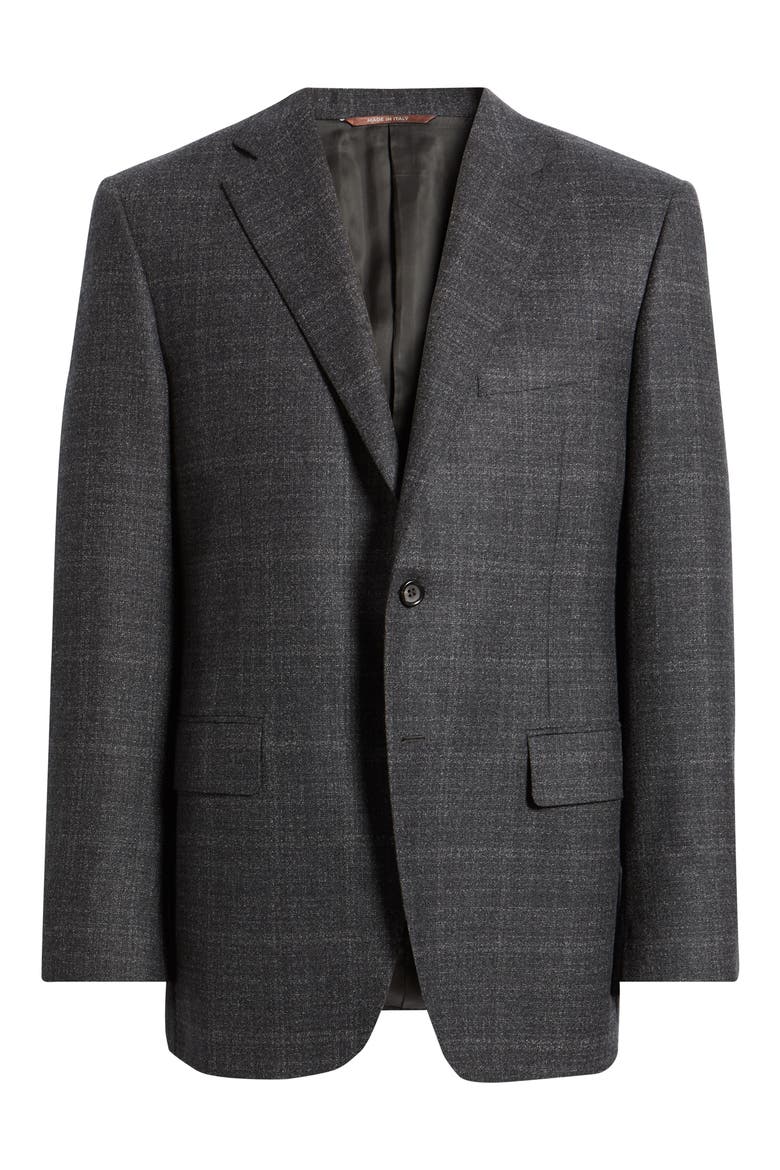 Siena Regular Fit Charcoal Grey Shadow Check Wool Sport Coat, Main, color, CHARCOAL