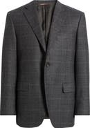 Canali Siena Regular Fit Charcoal Grey Shadow Check Wool Sport Coat