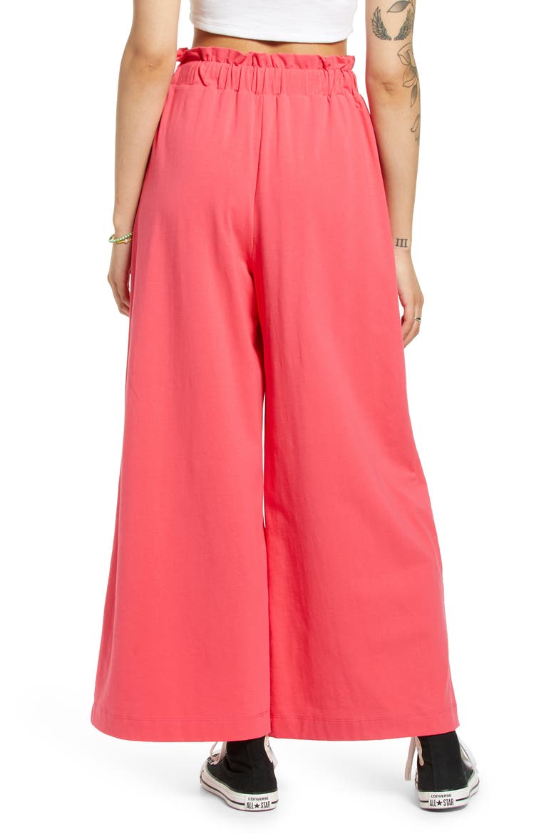 Paperbag Waist Wide Leg Pants, Alternate, color, DK CORAL
