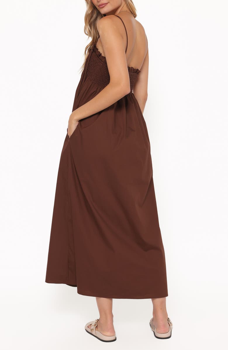 Petal & Pup Josie Smocked Maxi Dress, Alternate, color, Brown