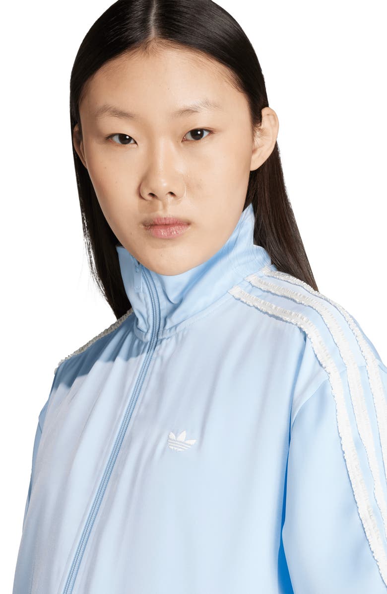 adidas Ruffle 3-Stripes Satin Track Jacket, Alternate, color,
