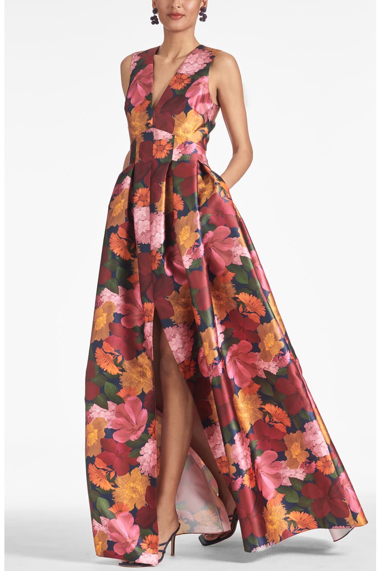 Brooke Floral Mikado Gown, Alternate, color, BELLA BOUQUET