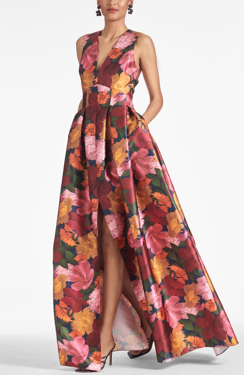 Sachin & Babi Brooke Floral Mikado Gown, Alternate, color,