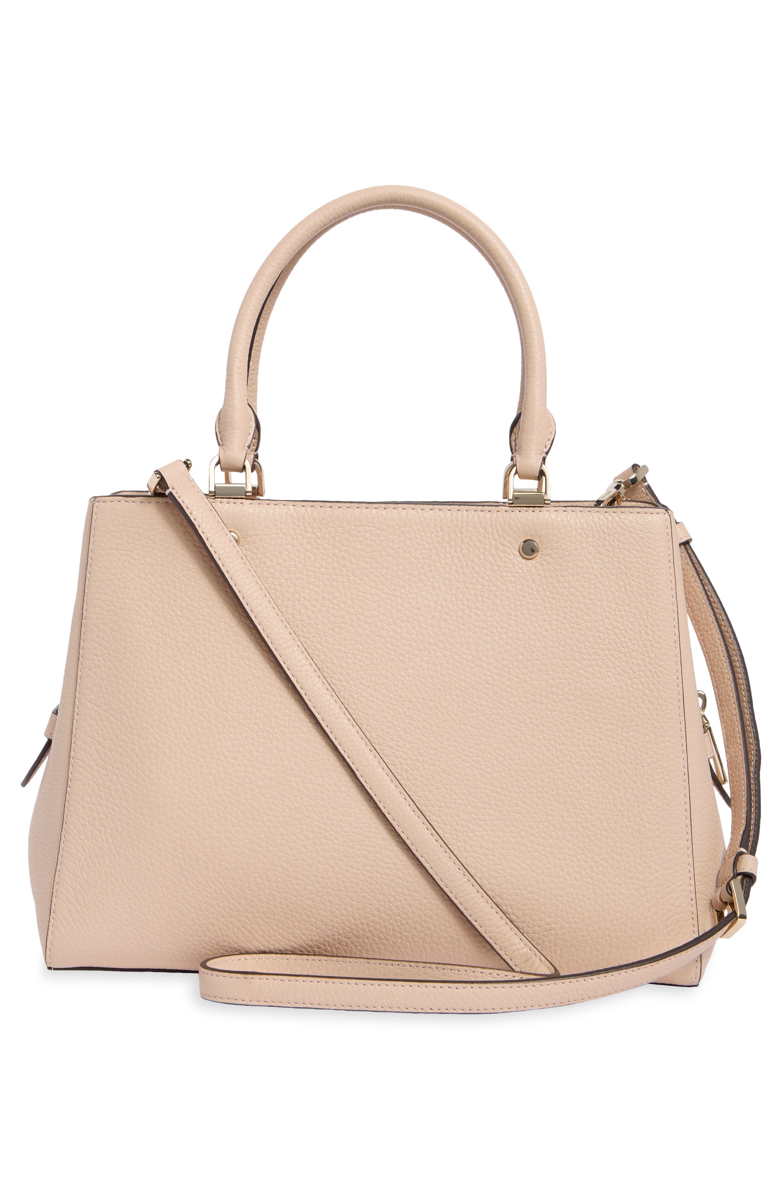 medium pebble leather satchel, Alternate, color, HAY