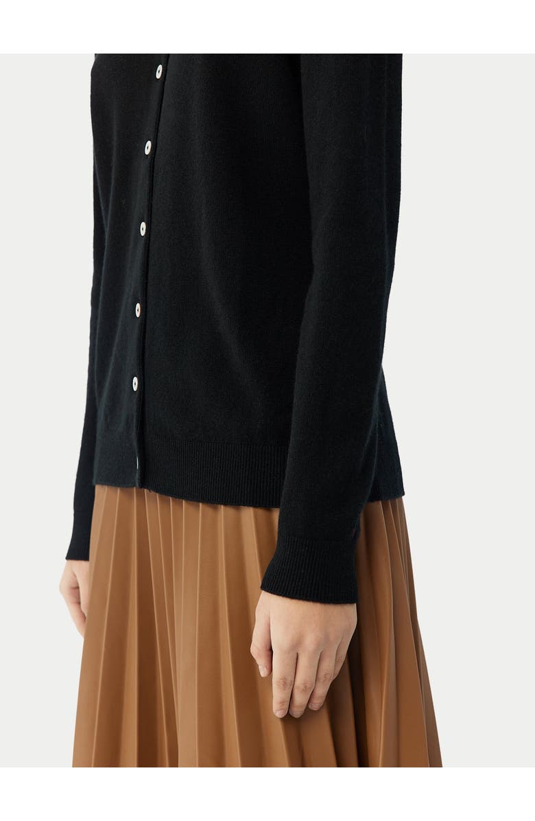 Gobi Cashmere Timeless Cashmere Crewneck Cardigan, Alternate, color, Black