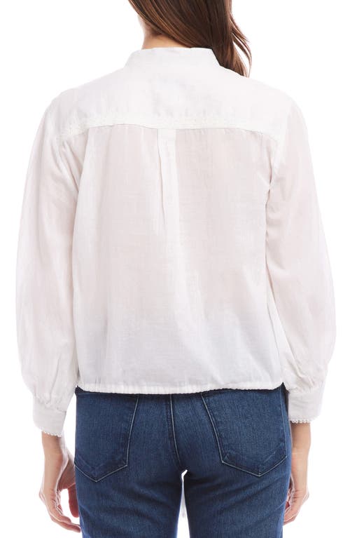 Karen Kane Pintuck Pleat Cotton Button-up Top In White