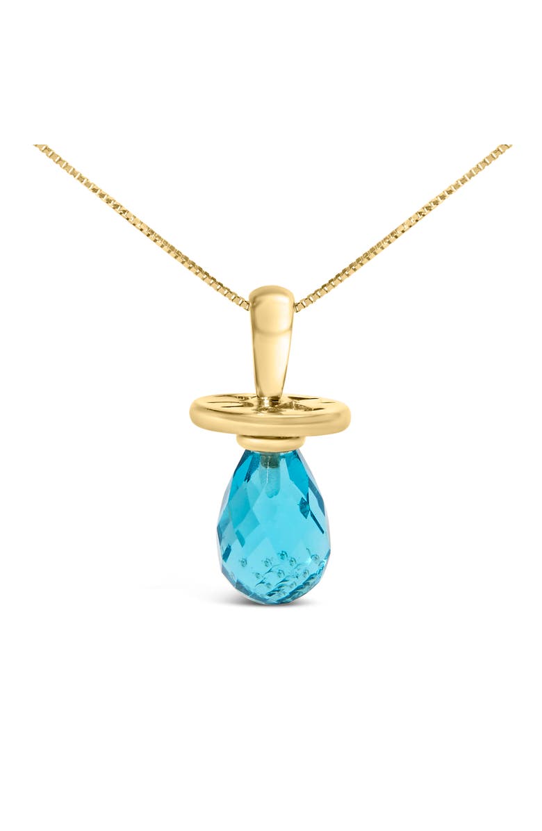 Haus of Brilliance 14K Yellow Gold and Blue Quartz Pacifier Pendant Necklace, Main, color, Yellow