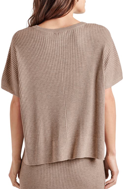 Splendid Georgie Short Sleeve Rib Sweater In Brown