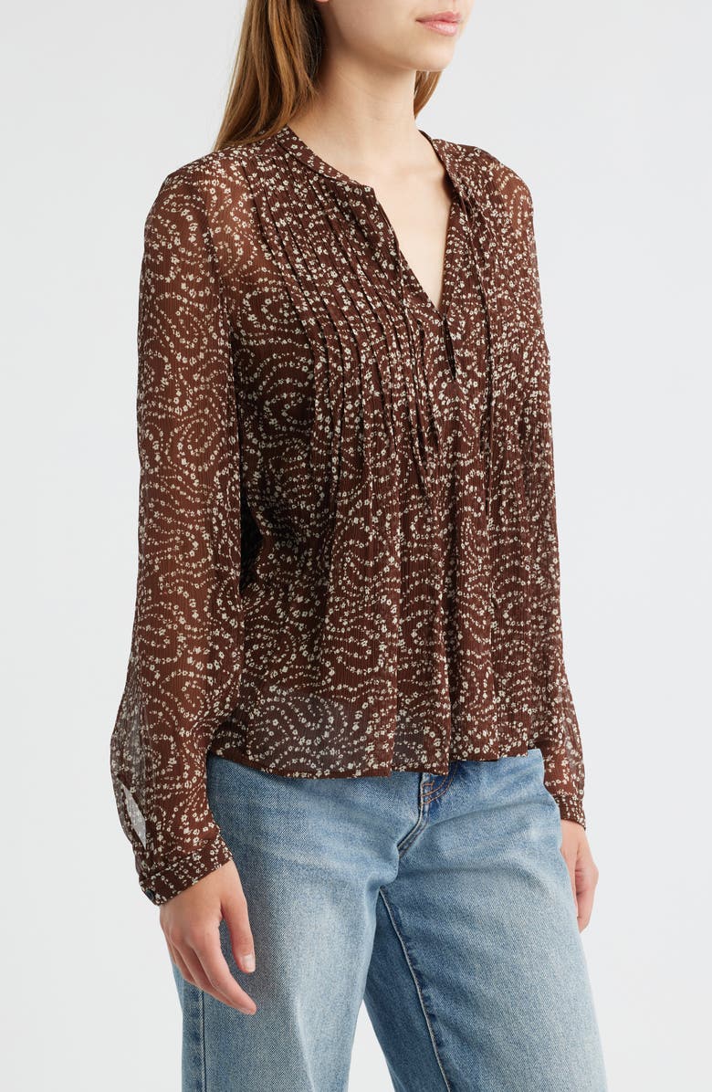 rag & bone Amaris Pintuck Top, Alternate, color, Brown