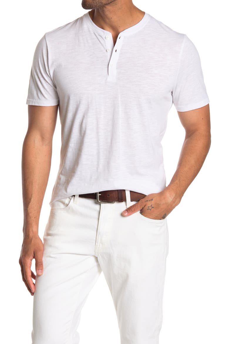 Short Sleeve Henley T-Shirt, Main, color, WHITE