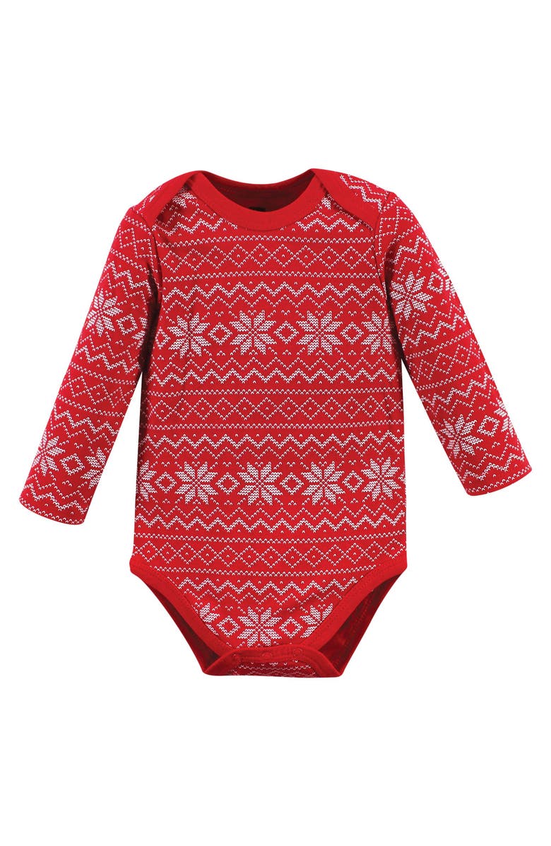 Hudson Baby Everyday Long-Sleeve Cotton All-in-Ones, Alternate, color, Santa Reindeer
