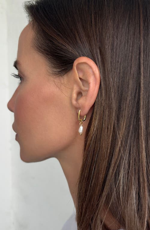 St. Moran Freshwater Pearl Rectangular Hoop Earrings