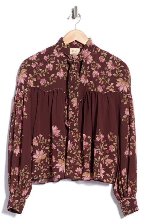Floral Print Knotted Neck Top