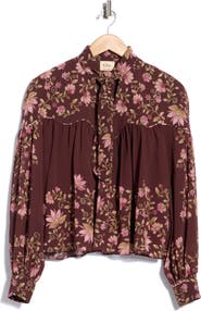 ELIE ELIE TAHARI Floral Print Knotted Neck Top