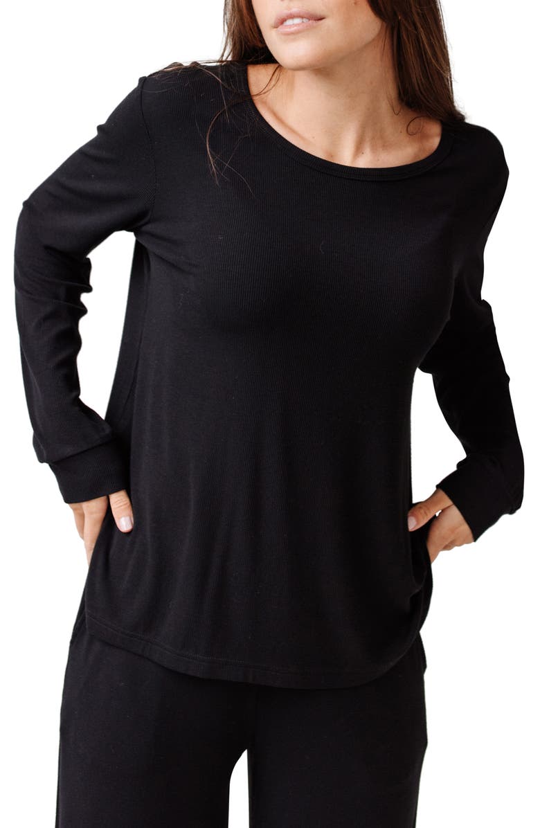 Cozy Earth Rib Long Sleeve Knit Pajama Top, Main, color,