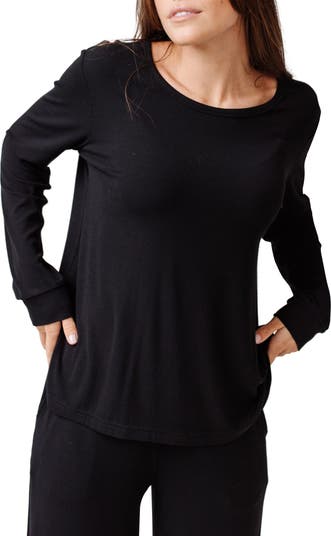Cozy Earth Rib Long Sleeve Knit Pajama Top Nordstrom