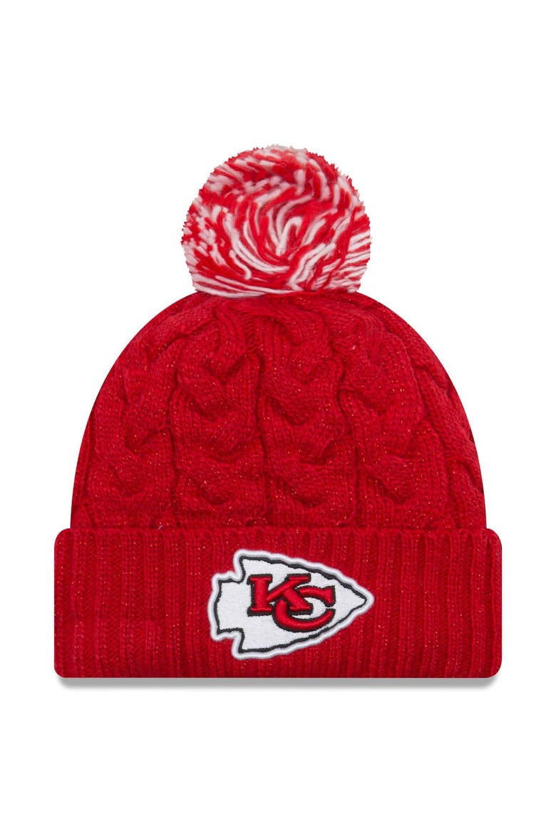 Women's New Era Red Kansas City Chiefs Cozy Cable Cuffed Knit Hat, Main, color, Red