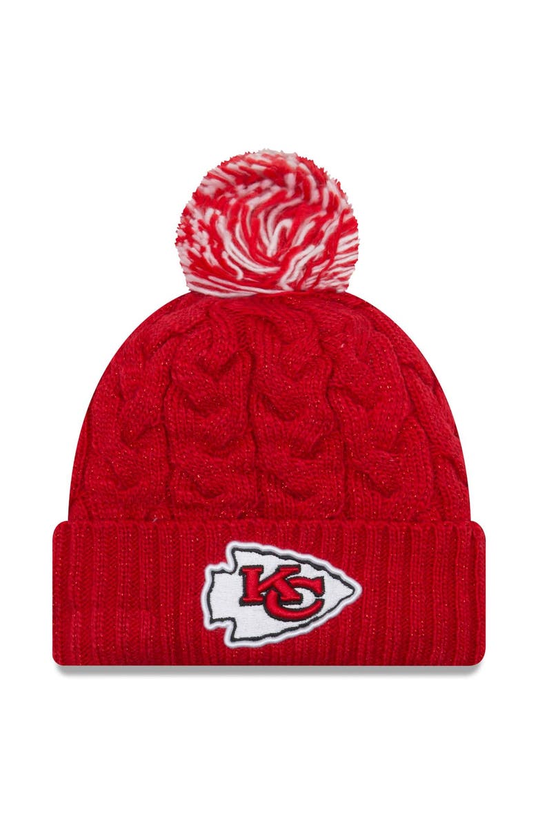 New Era Women's New Era Red Kansas City Chiefs Cozy Cable Cuffed Knit Hat, Main, color, Red