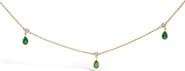 Haus of Brilliance 10K Yellow Gold Dangling Green Emerald and Diamond Station Necklace