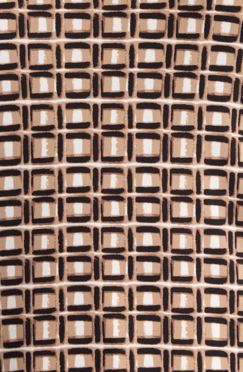 AK ANNE KLEIN Geo Print Tulip Sleeve Top, Alternate, color, Latte Multi