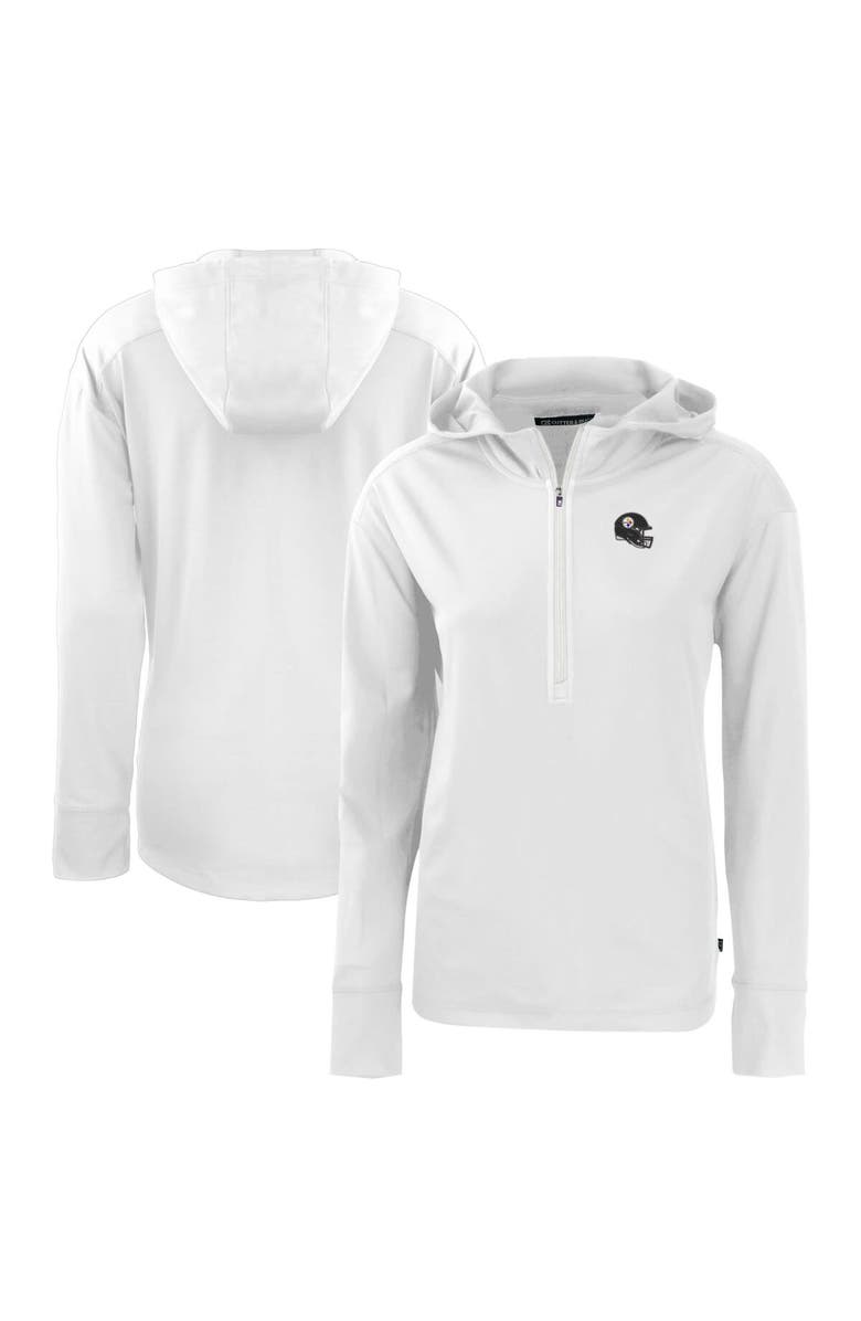 Cutter & Buck Women's Cutter & Buck  White Pittsburgh Steelers Helmet Daybreak Eco Recycled Half-Zip Hoodie, Main, color, 