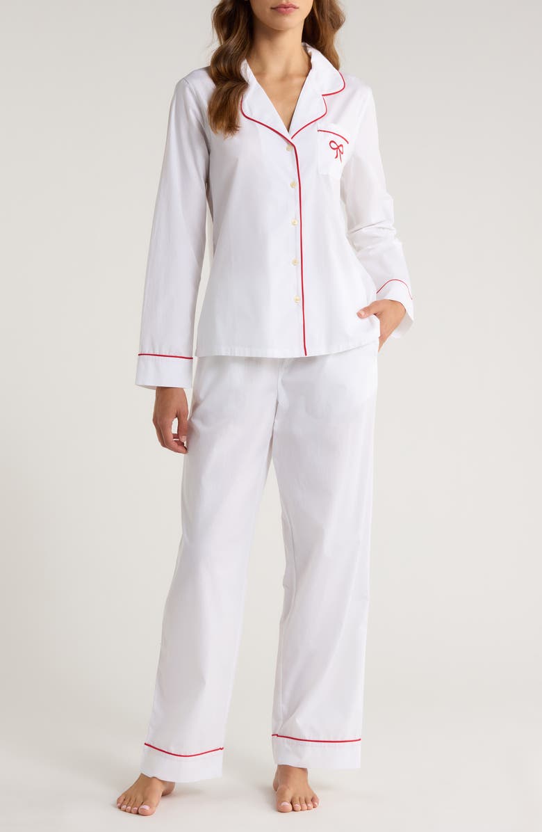 Nordstrom Classic Cotton Pajamas, Main, color, White- Red Bow