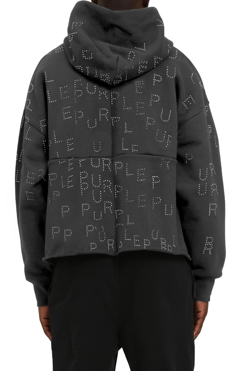 PURPLE BRAND Rhinestone Fleece Hoodie, Alternate, color, Black