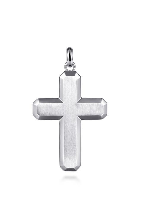 Contemporary Sterling Silver Cross Pendant